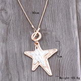 ELOYHI Double Pentagram Pendant Long Chain Necklace for Women