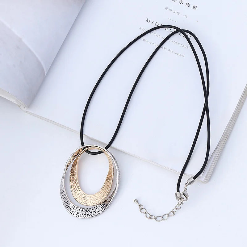 ELOYHI Women Necklace Round Double Knotted Rope Statement Necklaces
