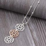 ELOYHI Women Three Flower Drip Pendants Long Chain Necklace
