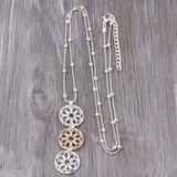 ELOYHI Women Three Flower Drip Pendants Long Chain Necklace