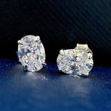 925 Silver 5x7MM Oval Diamond Stud Earrings