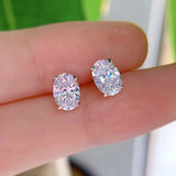 925 Silver 5x7MM Oval Diamond Stud Earrings