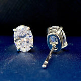 925 Silver 5x7MM Oval Diamond Stud Earrings