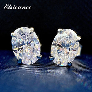 925 Silver 5x7MM Oval Diamond Stud Earrings
