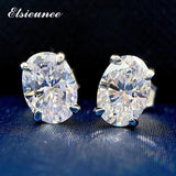 925 Silver 5x7MM Oval Diamond Stud Earrings