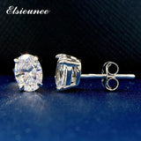 925 Silver 5x7MM Oval Diamond Stud Earrings