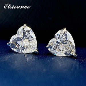 925 Silver Heart Moissanite Stud Earrings
