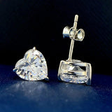 925 Silver Heart Moissanite Stud Earrings