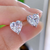 925 Silver Heart Moissanite Stud Earrings