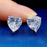 925 Silver Heart Moissanite Stud Earrings
