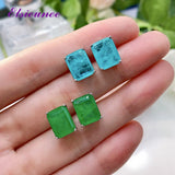 925 Silver Paraiba Tourmaline Emerald Stud Earrings