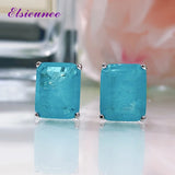 925 Silver Paraiba Tourmaline Emerald Stud Earrings