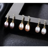 925 Silver Pearl Dangle Drop Earrings for Women Wedding