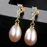 925 Silver Pearl Dangle Drop Earrings for Women Wedding