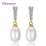 925 Silver Pearl Dangle Drop Earrings for Women Wedding