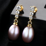 925 Silver Pearl Dangle Drop Earrings for Women Wedding