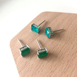 925 Silver 1CT Emerald Paraiba Tourmaline Stud Earrings