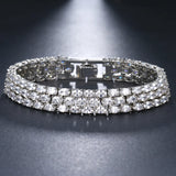 3-Layer Silver Bracelet with Crystal CZ