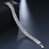 3-Layer Silver Bracelet with Crystal CZ