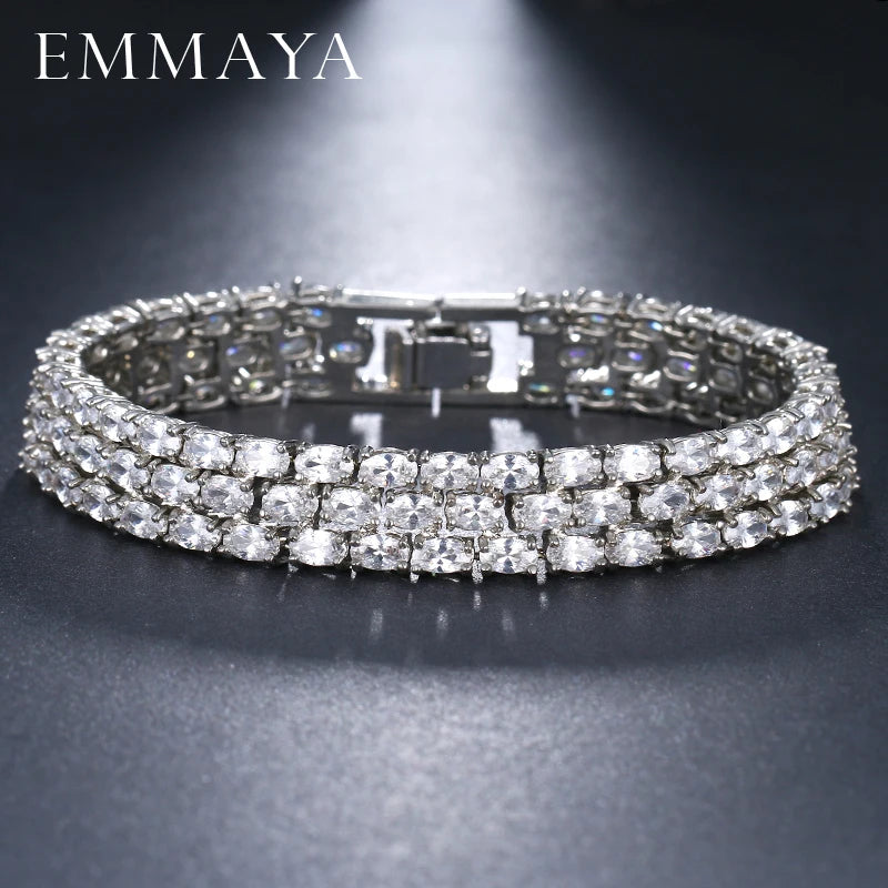 3-Layer Silver Bracelet with Crystal CZ
