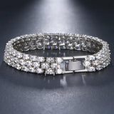 3-Layer Silver Bracelet with Crystal CZ