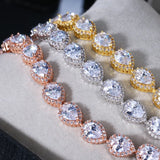 AAA+ Square Pear Cut CZ Zircon Tennis charm Bracelets & bangles