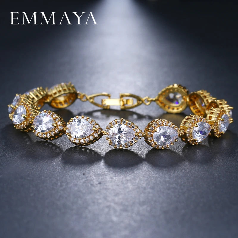 AAA+ Square Pear Cut CZ Zircon Tennis charm Bracelets & bangles