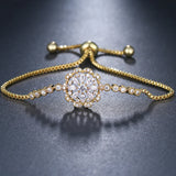 Flower Bracelet Clear Cubic Zircon Adjustable Link Chain Bracelets