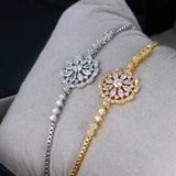 Flower Bracelet Clear Cubic Zircon Adjustable Link Chain Bracelets