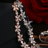 Romantic CZ Jewelry Leaf And Flower Cubic Zirconia Bridal Wedding Bracelets