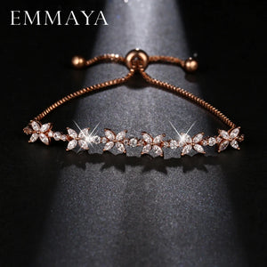 Romantic CZ Jewelry Leaf And Flower Cubic Zirconia Bridal Wedding Bracelets