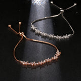 Romantic CZ Jewelry Leaf And Flower Cubic Zirconia Bridal Wedding Bracelets