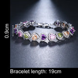 Multicolor CZ Crystal Heart Bracelet for Women Girls