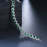 Multicolor CZ Crystal Heart Bracelet for Women Girls
