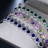 Multicolor CZ Crystal Heart Bracelet for Women Girls
