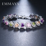Multicolor CZ Crystal Heart Bracelet for Women Girls