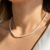 EManco 3MM Pearl Necklace Oval Stainless Steel Necklace Women's Wedding