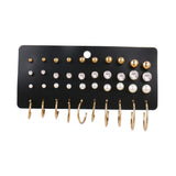 12 Pairs Flower Women's Earrings Set Pearl Crystal Stud Earrings Boho