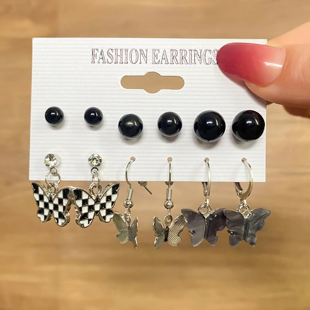 Vintage Butterfly Earrings Set Heart Shape Jewelry