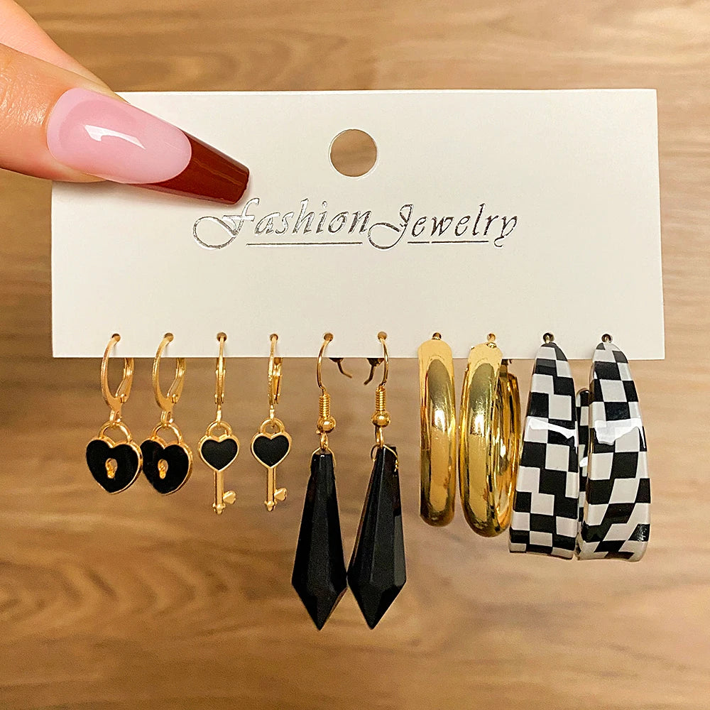 Vintage Butterfly Earrings Set Heart Shape Jewelry