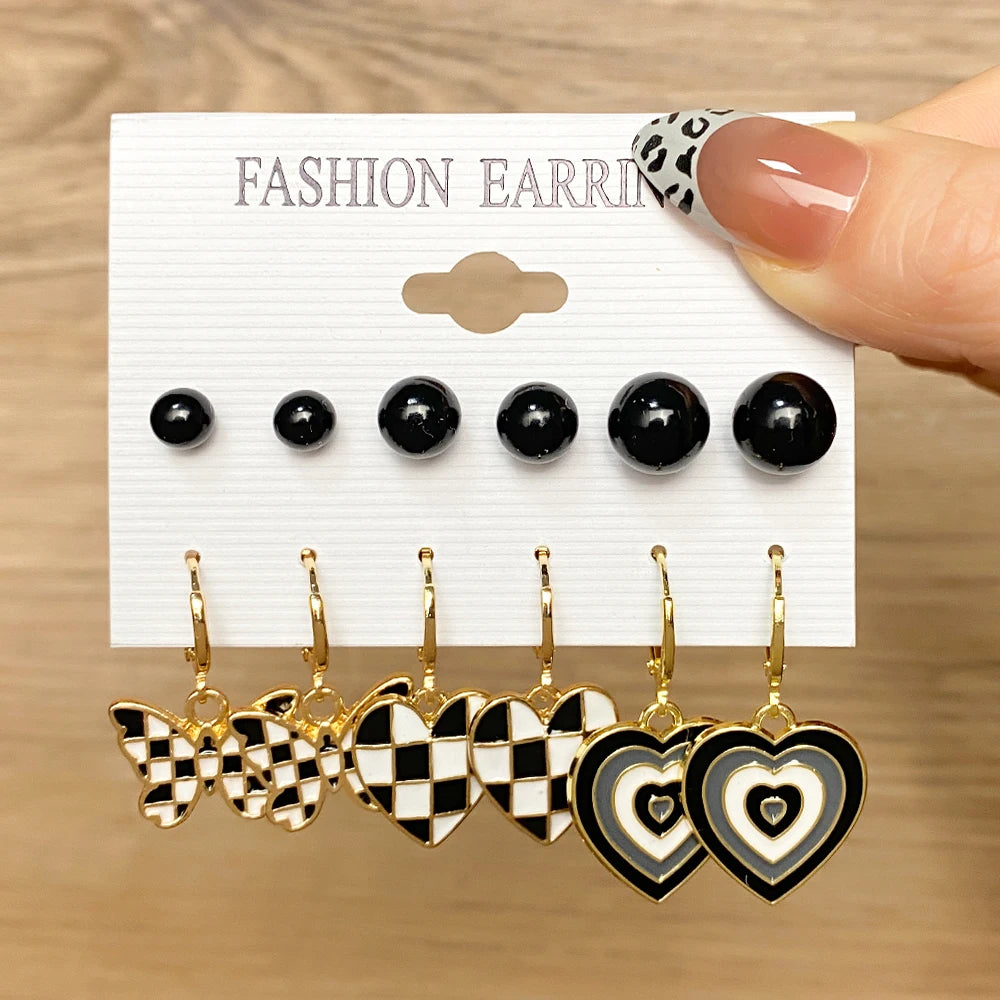 Vintage Butterfly Earrings Set Heart Shape Jewelry