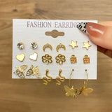 Leopard Geometric Hoop Earrings Set - Vintage Jewelry