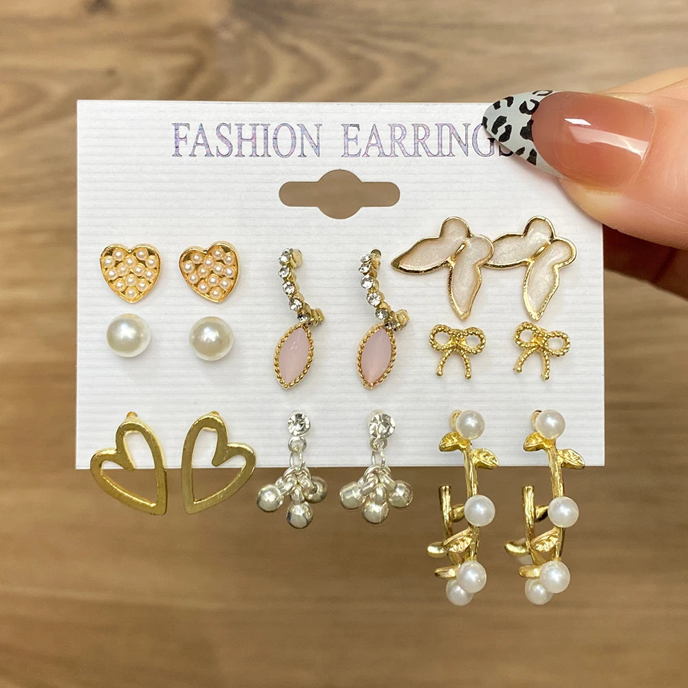 Leopard Geometric Hoop Earrings Set - Vintage Jewelry