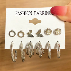 Silver Snake Drop Earrings Geometric Tassel Dangle Jewelry Set