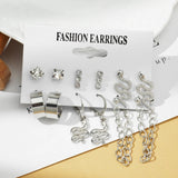 Silver Snake Drop Earrings Geometric Tassel Dangle Jewelry Set