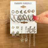 Silver Snake Drop Earrings Geometric Tassel Dangle Jewelry Set