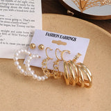 Vintage Butterfly Hoop Earrings Set for Women Girl Pearl Circle Heart Earring