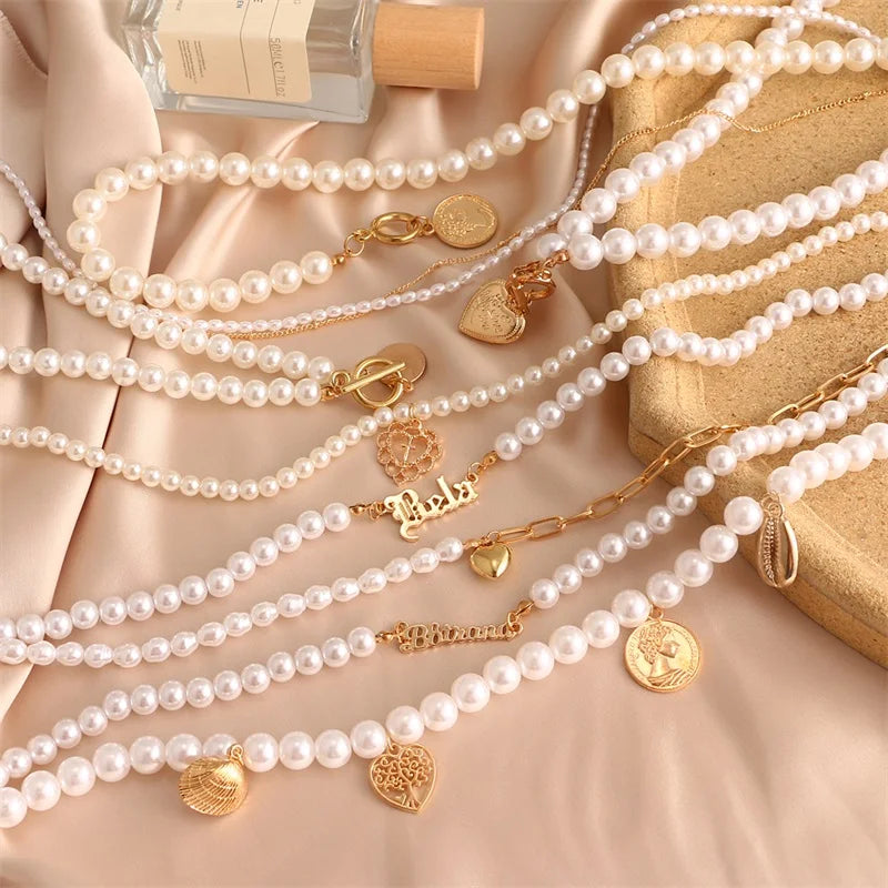 Vintage Pearl Choker Necklace for Women Wedding Jewelry