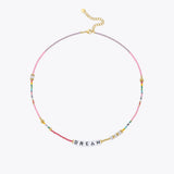 Colorful Beads Acrylic Letter Necklace for Women
