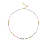 Colorful Beads Acrylic Letter Necklace for Women